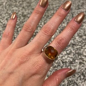 David Yurman Women’s Ring, Two-Tone with Orange Gemstone